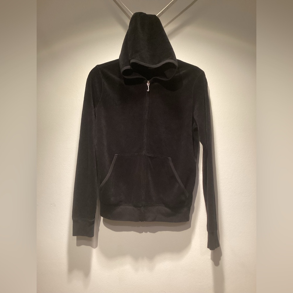 Vintage Y2K Juicy Couture Zip Up Hoodie Terry Cloth Black